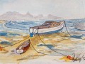 boat on beach watercolor
